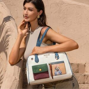 Nicole Lee White and Blue Shoulder Bag